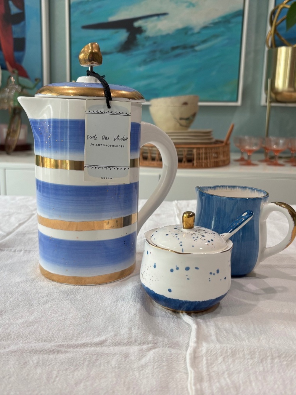 Rare Anthropologie Mimira Coffee Set – French Press, Sugar Bowl & Creamer (2017)